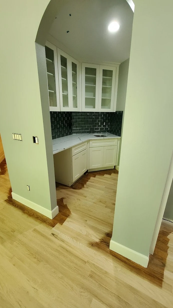 - project image Dry bar cabinet and glass storage detail in the Redmond home remodel