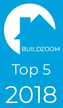 BuildZoom's badge awarded for being a Top 5 Contractor in 2018.