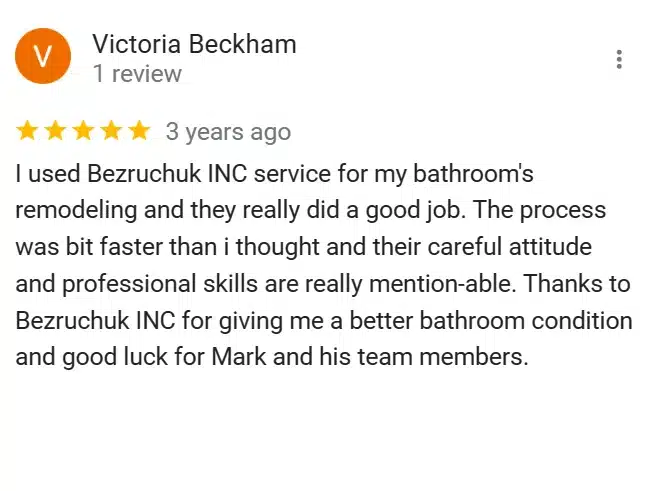 Screenshot of a positive customer review by Victoria Beckham