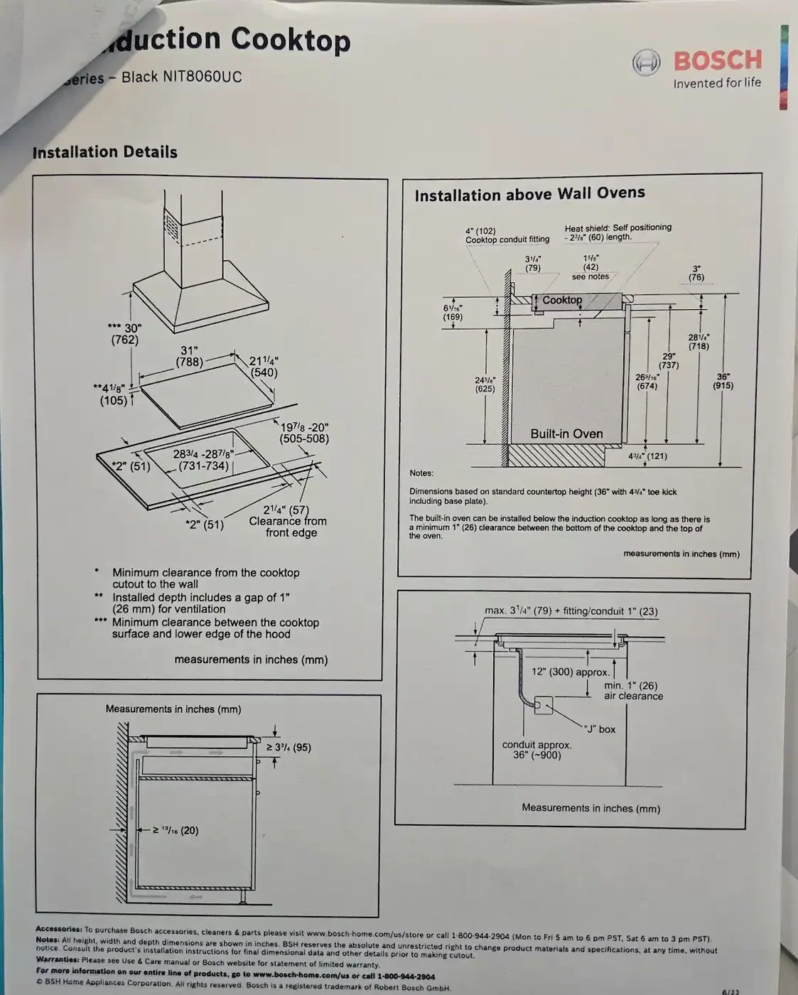 Appliance dimension sheet used for the Bellevue kitchen built-in cabinet opening