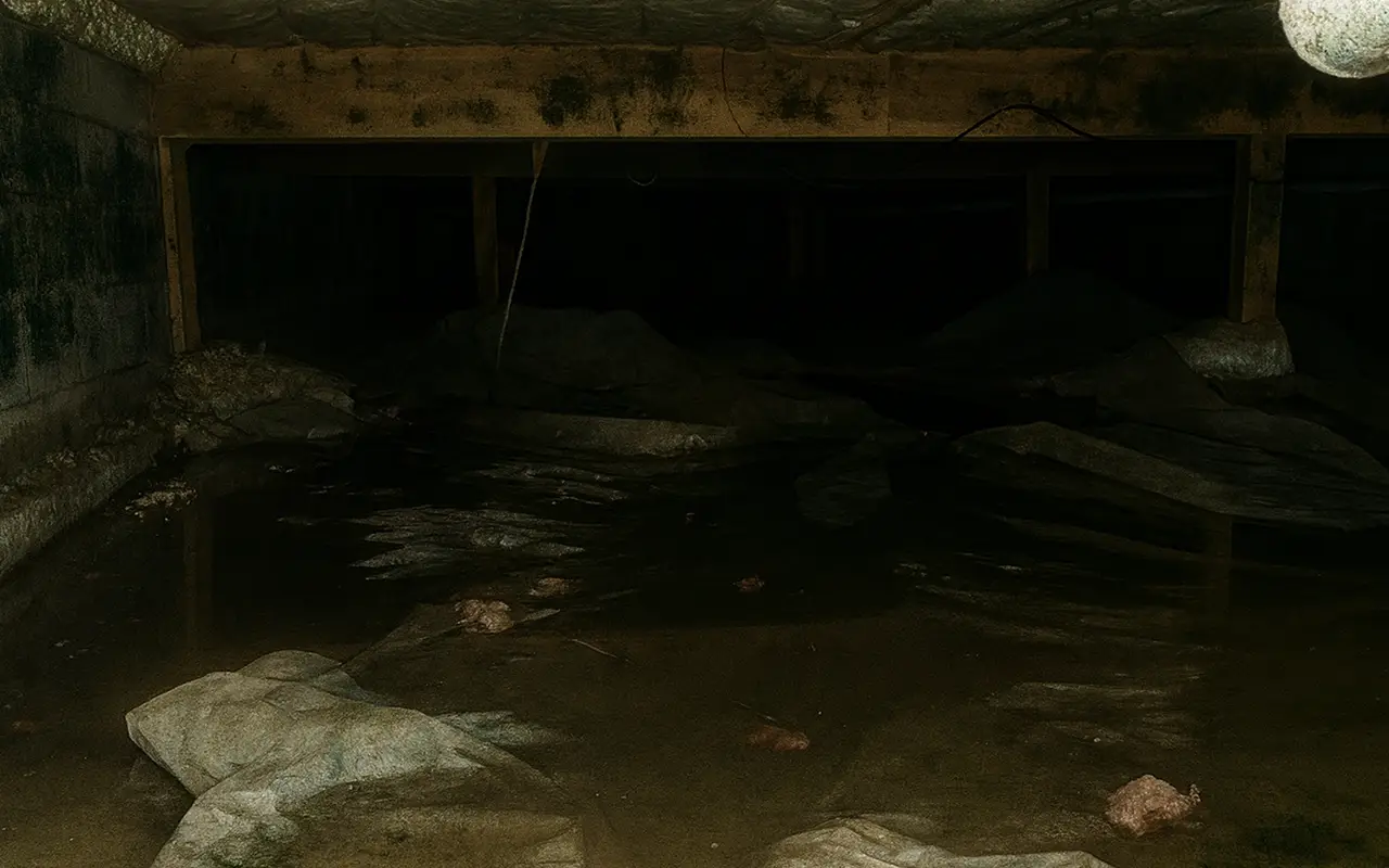 Mold and moisture inside a flooded crawlspace Puyallup flooding damage near residential areas