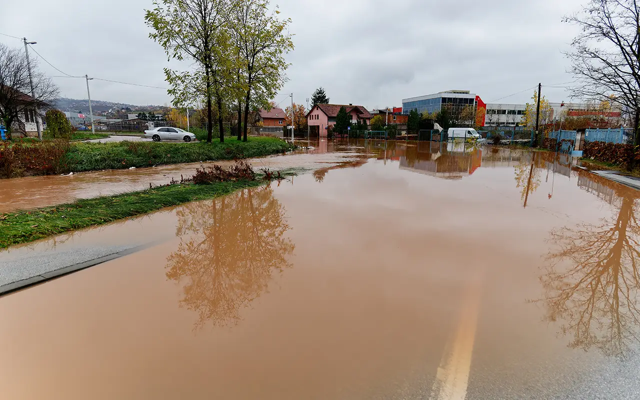 Puyallup Neighborhood Flooding 2025 Flooded residential street in Puyallup after heavy rainfall and rising groundwater