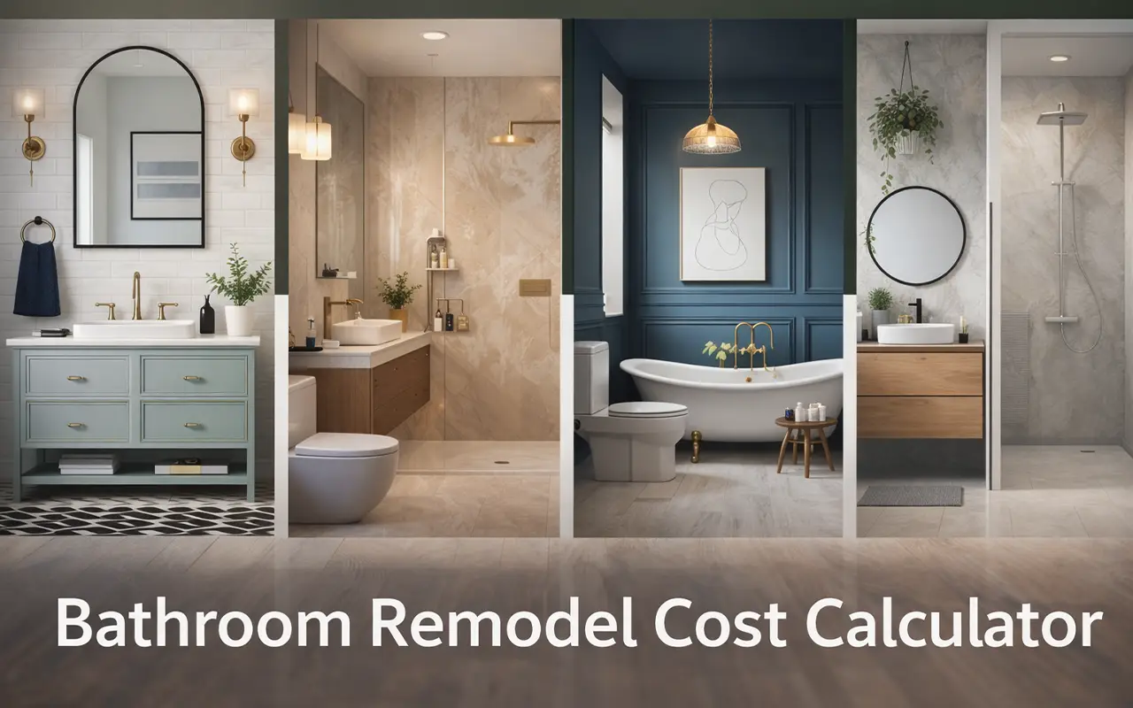Bathroom Remodel Cost Calculator – Estimate Your Renovation Budget Bathroom remodel cost calculator showing different bathroom renovation styles