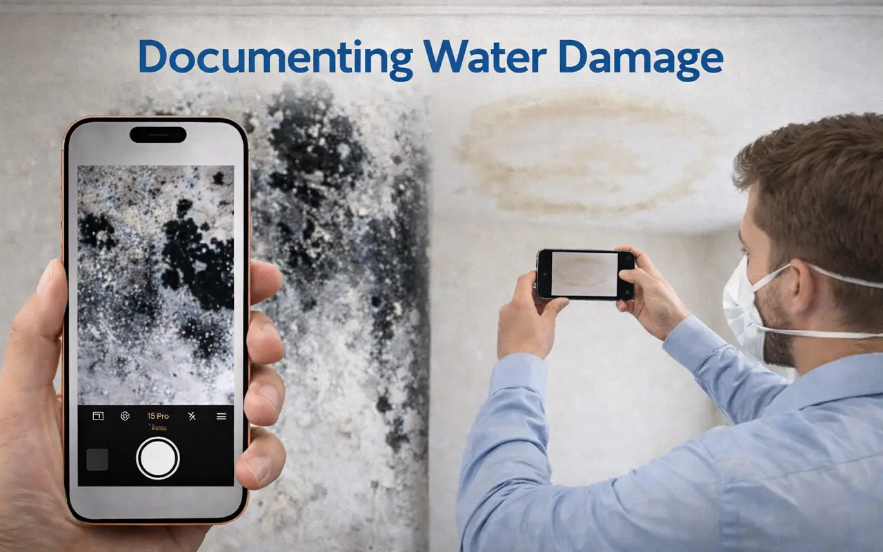 Documenting water damage with smartphone photos for records Crawlspace Mold after Flooding