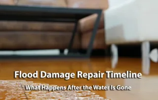 - project image Flood damage repair timeline showing standing water inside a home after flooding
