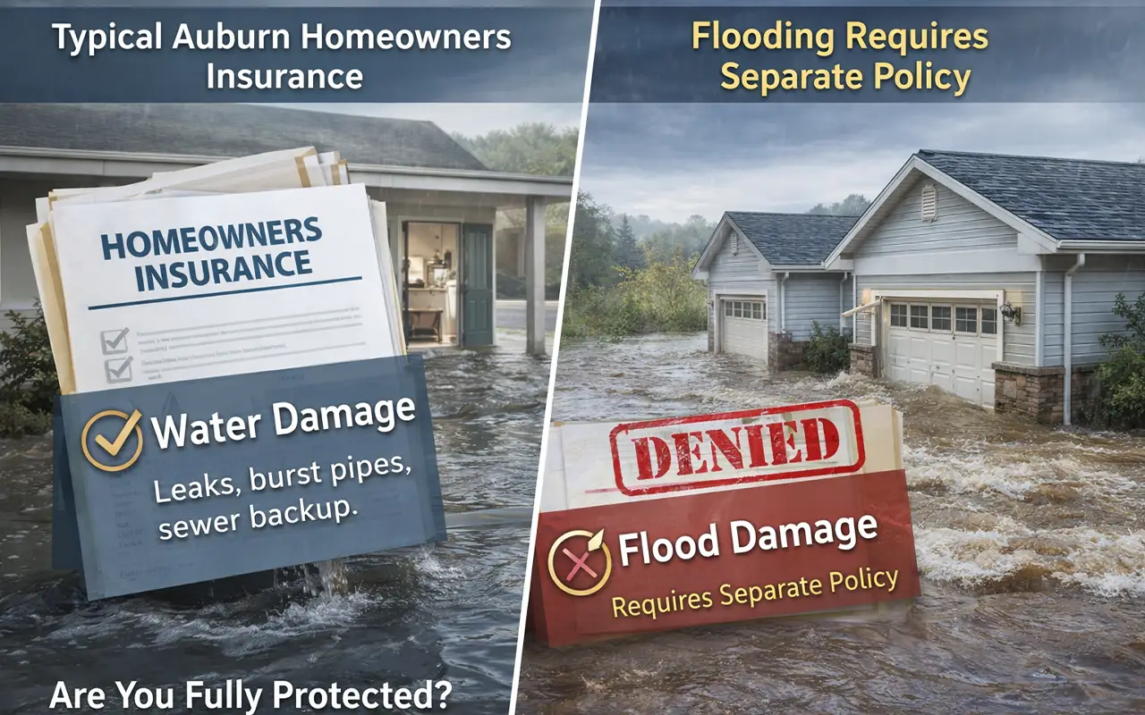 Homeowners Insurance vs Flood Insurance Coverage in Washington State Comparison of homeowners insurance coverage versus flood insurance for water and flood damage in Washington homes