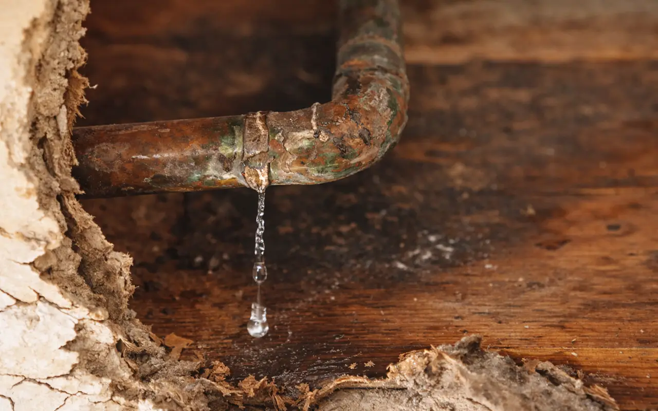 Hidden plumbing leak causing interior water damage Crawlspace Mold after Flooding