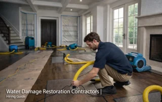 - project image Professional water damage restoration contractors drying hardwood floors