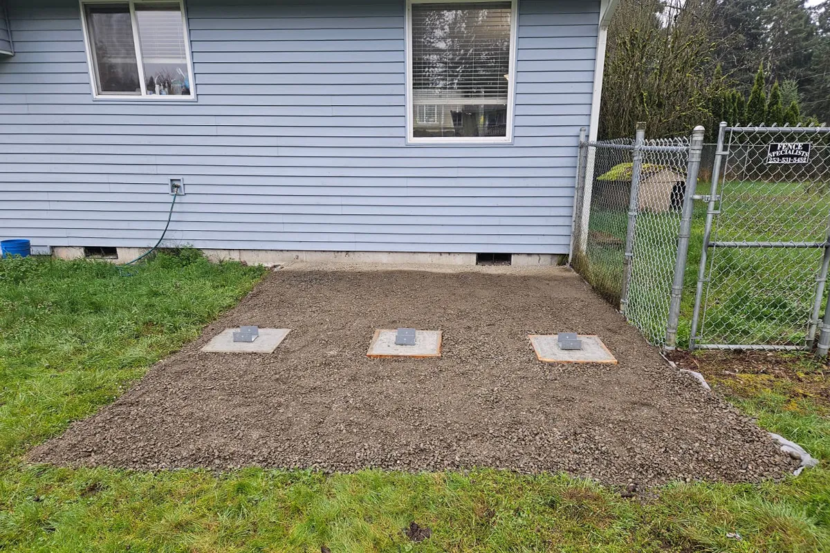 Before deck build. Gravel Base Deck Foundation in Canton Ohio