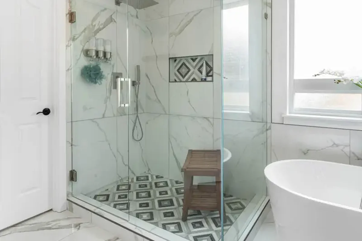 Federal Way WA Shower Remodel Custom Tile Federal Way WA shower remodel with frameless glass custom tile and waterproofing