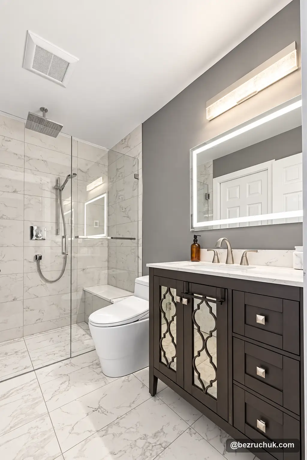 - project image Ames Lake bathroom vanity, bidet toilet and frameless glass shower after remodeling