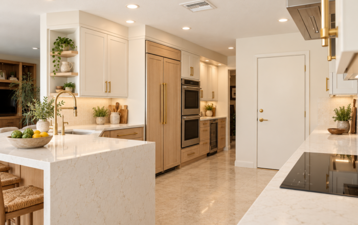 - project image Custom vs semi-custom cabinets in a redesigned kitchen illustration
